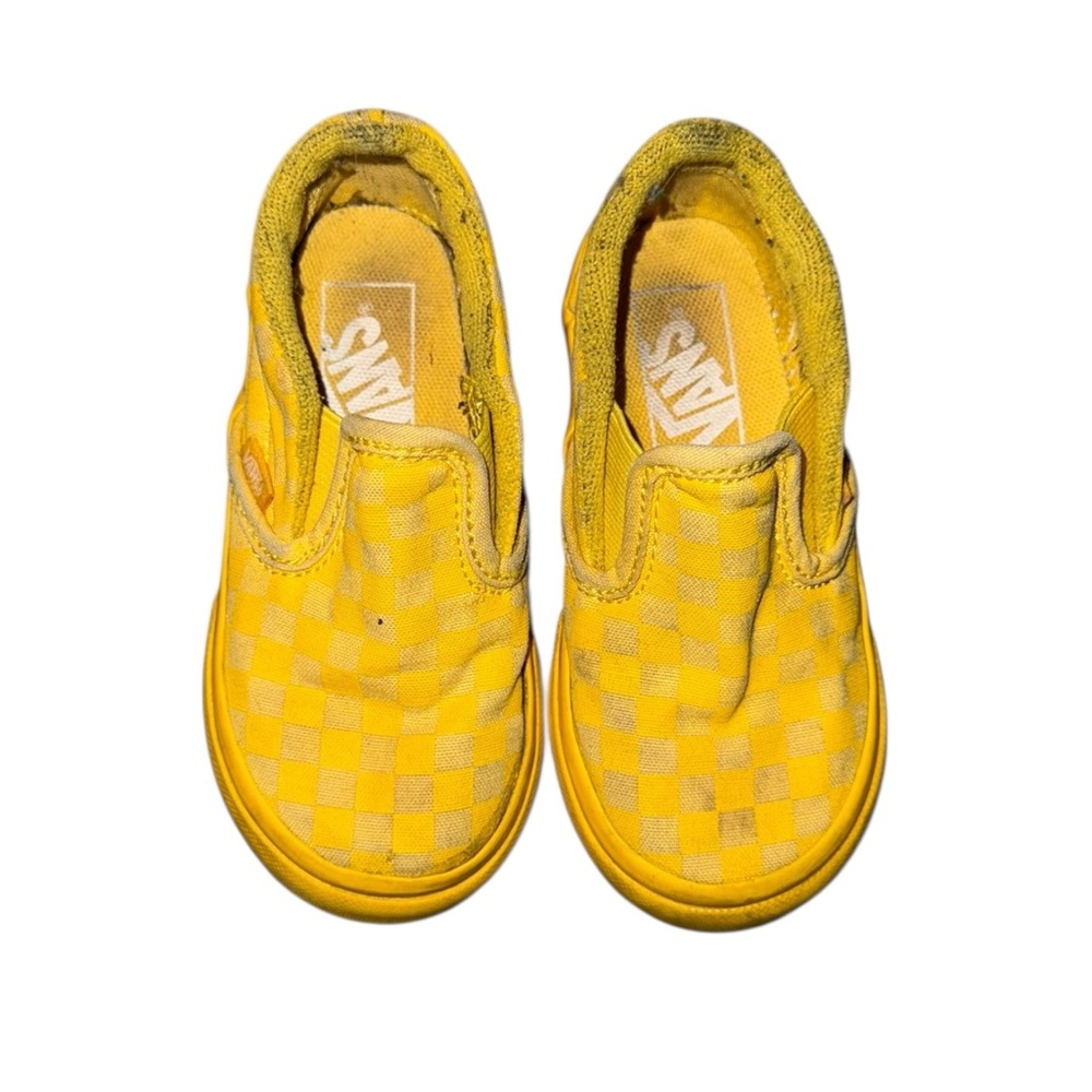 RARE* Vans Kids Yellow Checkered Slip-On Sneakers